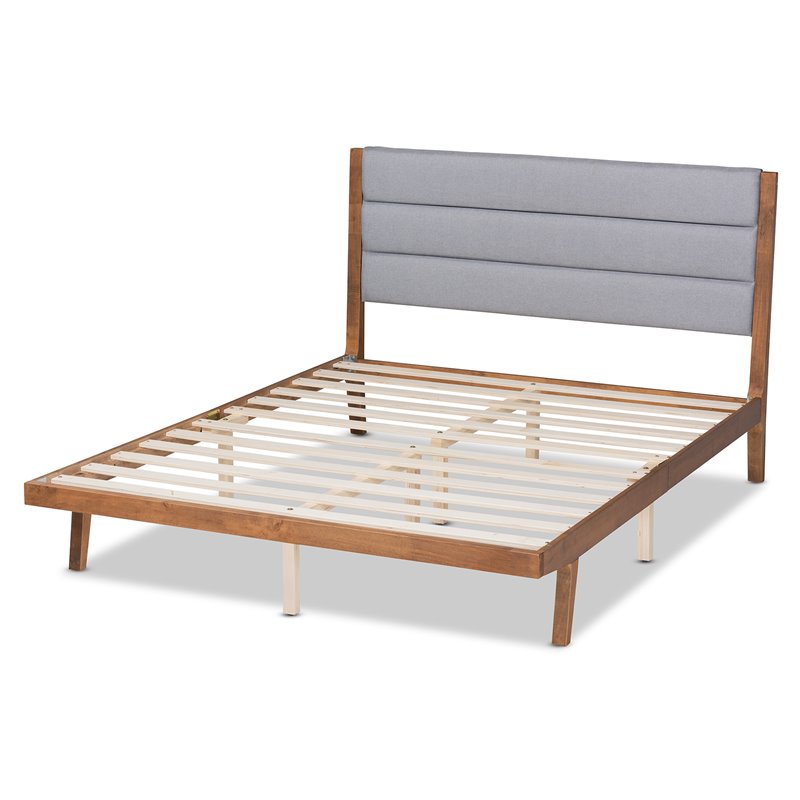 Baxton Studio Jarlan Gray and Walnut Brown Finished Wood King Size Platform Bed