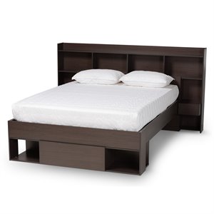 Baxton Studio Dexton Dark Brown Finished Wood Queen Size Platform Storage Bed