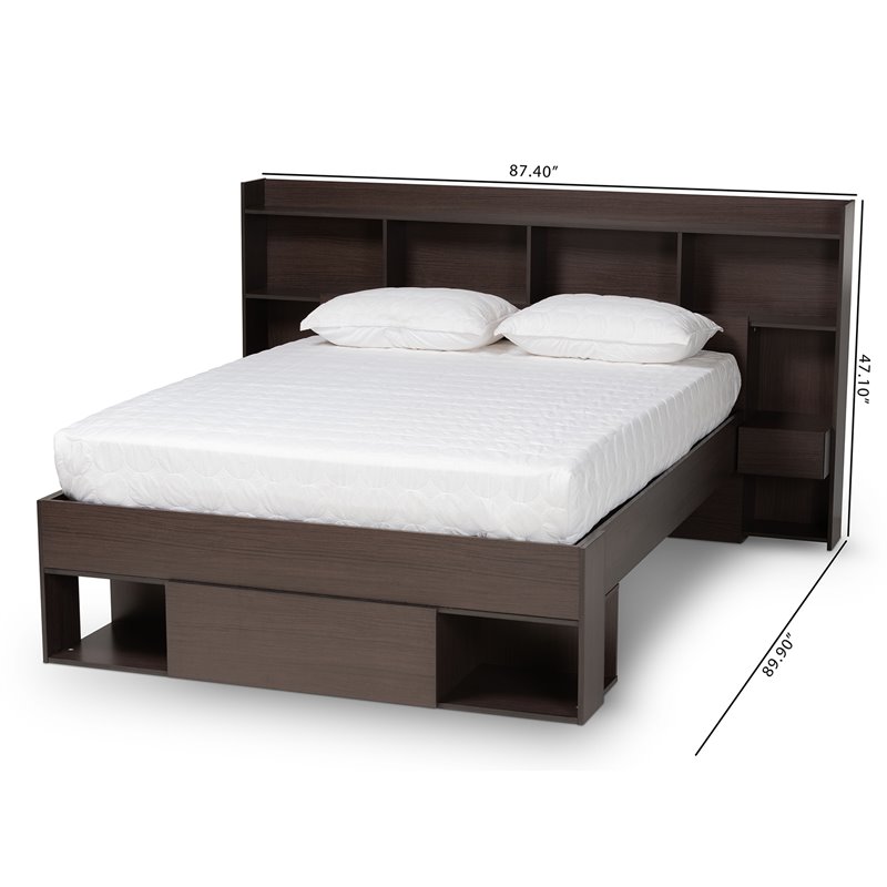 Baxton Studio Dexton Dark Brown Finished Wood Queen Size Platform Storage Bed