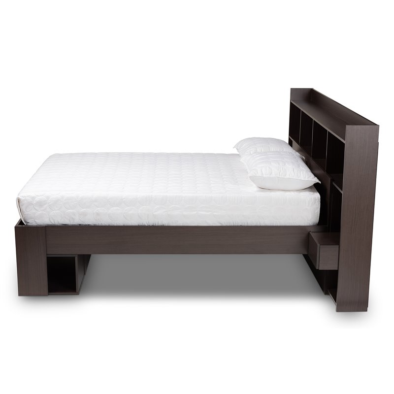 Baxton Studio Dexton Dark Brown Finished Wood Queen Size Platform Storage Bed