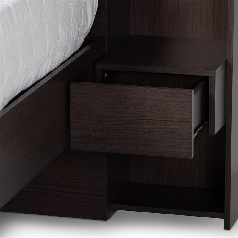 Baxton Studio Dexton Dark Brown Finished Wood Queen Size Platform Storage Bed