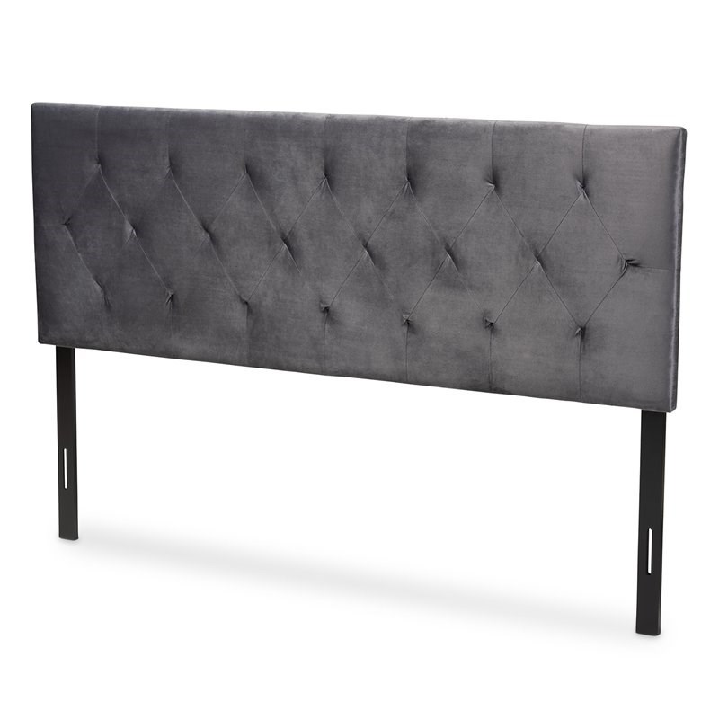 Baxton Studio Felix Gray Velvet Fabric Upholstered Queen Size Headboard