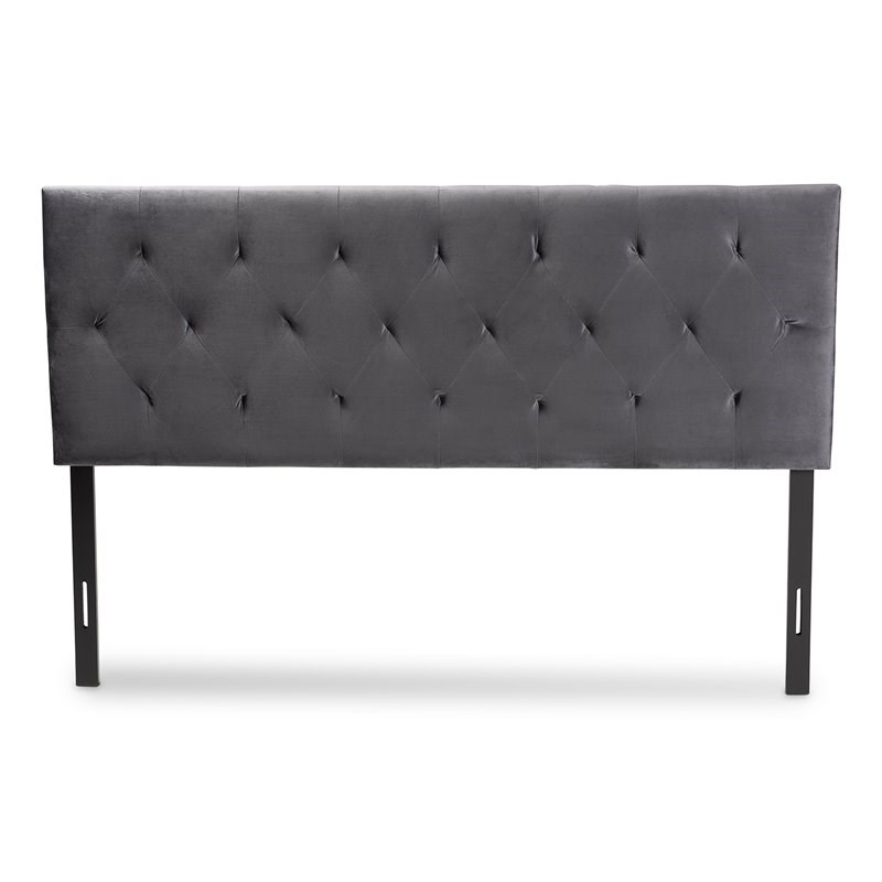 Baxton Studio Felix Gray Velvet Fabric Upholstered Queen Size Headboard