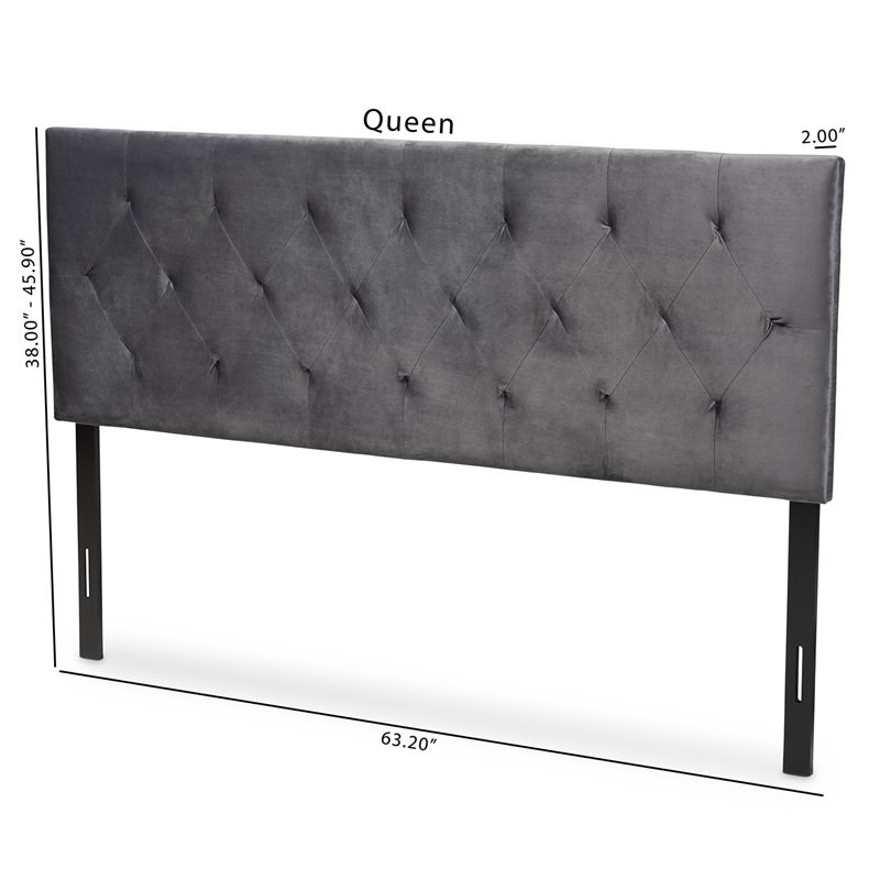 Baxton Studio Felix Gray Velvet Fabric Upholstered Queen Size Headboard