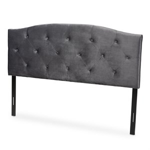 baxton studio leone grey velvet fabric upholstered full size headboard