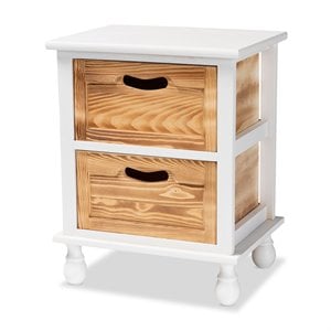 baxton studio suvan two-tone white and brown finished wood 2-drawer nightstand