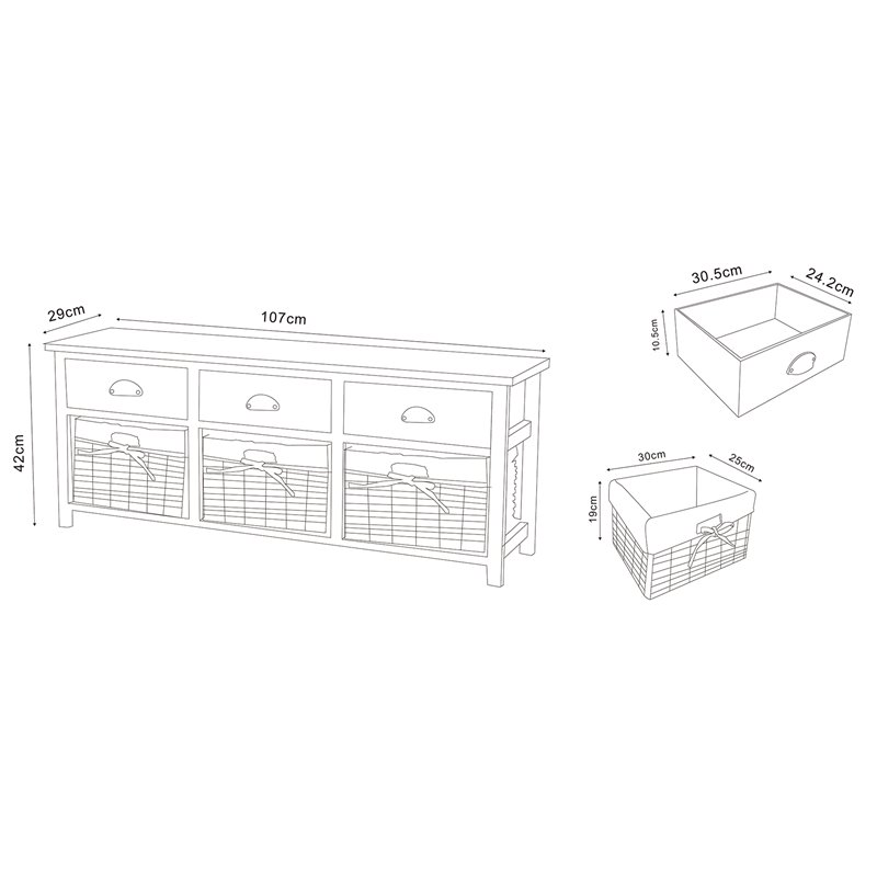 Baxton Studio Mabyn Light Gray Finished Wood 3-Drawer Storage Bench