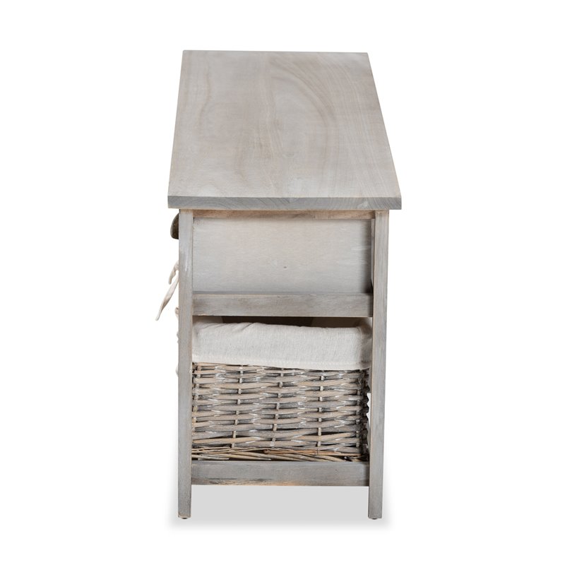 Baxton Studio Mabyn Light Gray Finished Wood 3-Drawer Storage Bench