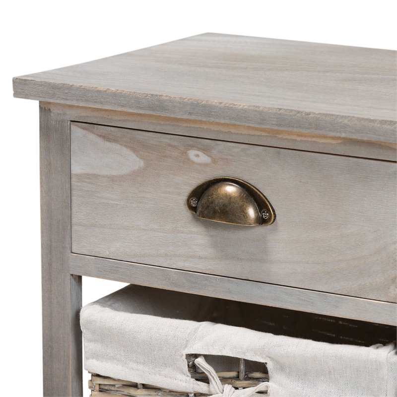 Baxton Studio Mabyn Light Gray Finished Wood 3-Drawer Storage Bench
