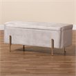 Baxton Studio Rockwell Grey Velvet and Gold Finished Metal Storage Bench