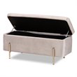 Baxton Studio Rockwell Grey Velvet and Gold Finished Metal Storage Bench