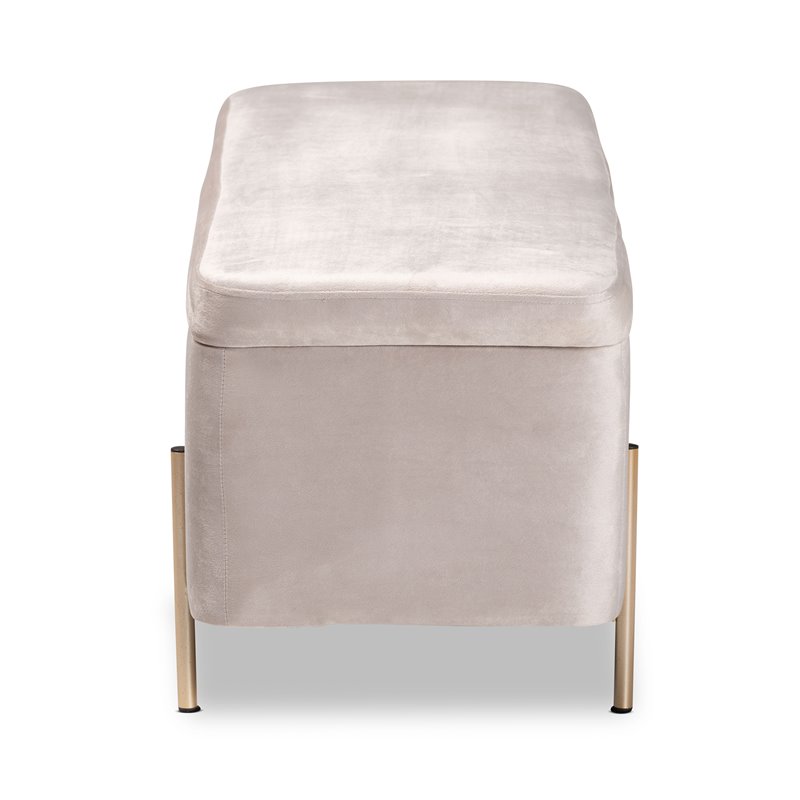 Baxton Studio Rockwell Grey Velvet and Gold Finished Metal Storage Bench