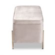 Baxton Studio Rockwell Grey Velvet and Gold Finished Metal Storage Bench