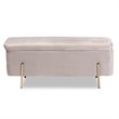 Baxton Studio Rockwell Grey Velvet and Gold Finished Metal Storage Bench