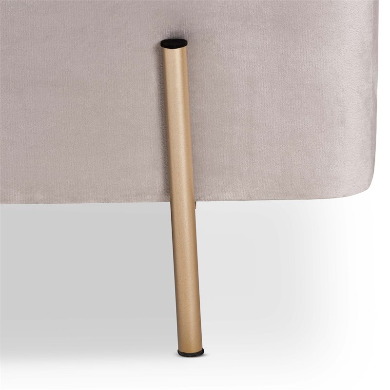 Baxton Studio Rockwell Grey Velvet and Gold Finished Metal Storage Bench