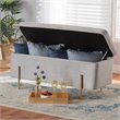 Baxton Studio Rockwell Grey Velvet and Gold Finished Metal Storage Bench
