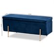 Baxton Studio Rockwell Navy Blue Velvet and Gold Finished Metal Storage Bench