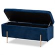 Baxton Studio Rockwell Navy Blue Velvet and Gold Finished Metal Storage Bench