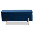 Baxton Studio Rockwell Navy Blue Velvet and Gold Finished Metal Storage Bench