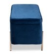 Baxton Studio Rockwell Navy Blue Velvet and Gold Finished Metal Storage Bench