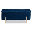 Baxton Studio Rockwell Navy Blue Velvet and Gold Finished Metal Storage Bench