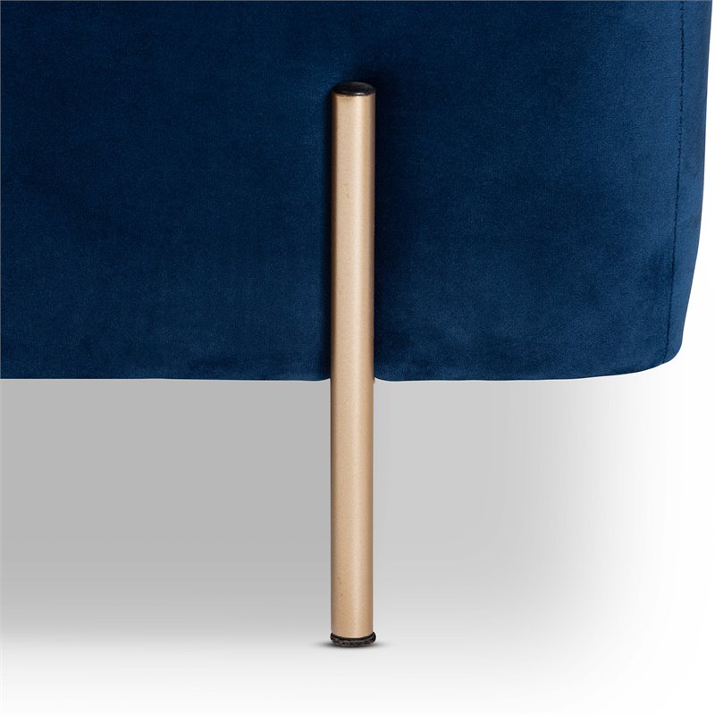 Baxton Studio Rockwell Navy Blue Velvet and Gold Finished Metal Storage Bench
