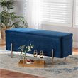 Baxton Studio Rockwell Navy Blue Velvet and Gold Finished Metal Storage Bench