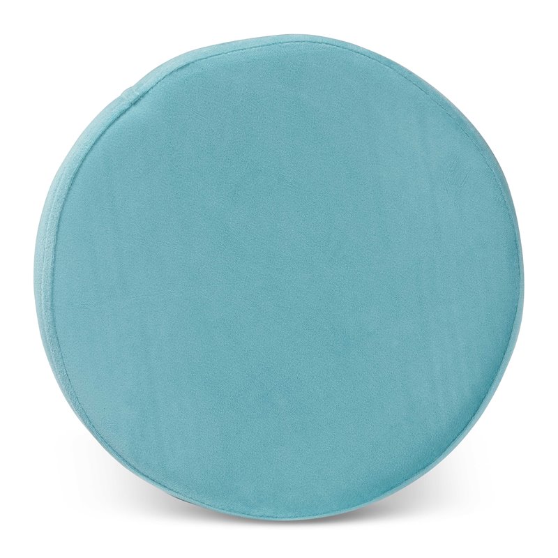 Baxton Studio Thurman Sky Blue Velvet and Gold Finished Metal Ottoman