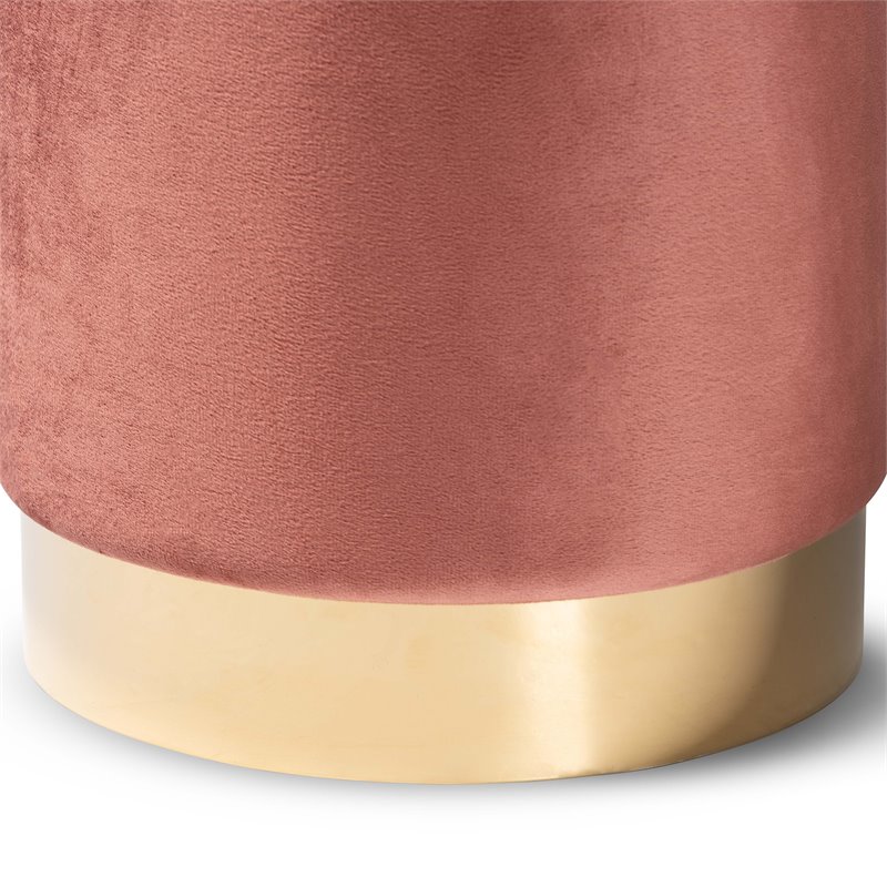 Baxton Studio Chaela Blush Pink Velvet and Gold Finished Metal Ottoman