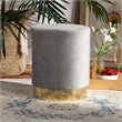 Baxton Studio Chaela Gray Velvet and Gold Finished Metal Ottoman
