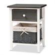 Baxton Studio Shadell Grey and White Finished Wood 1-Drawer Storage Unit