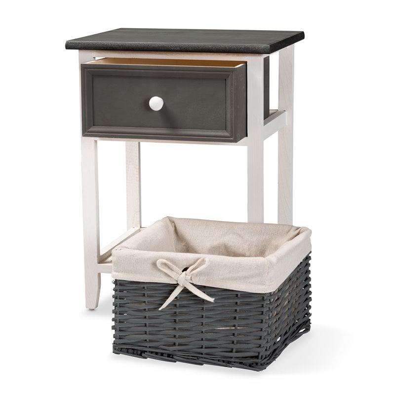 Baxton Studio Shadell Grey and White Finished Wood 1-Drawer Storage Unit