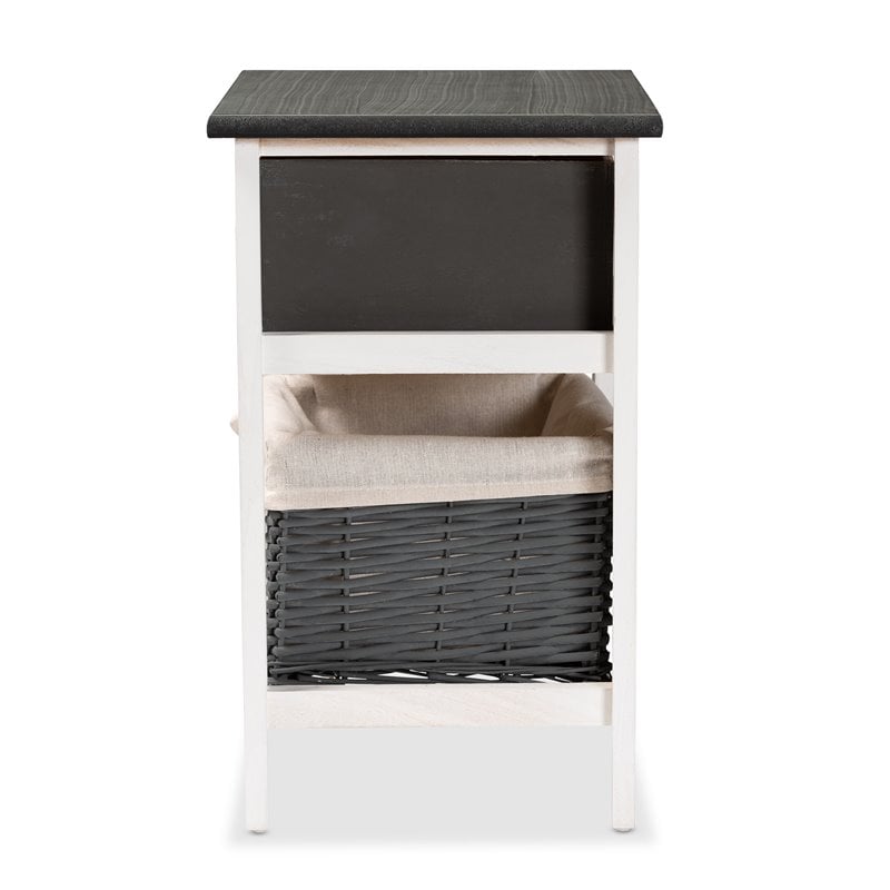 Baxton Studio Shadell Grey and White Finished Wood 1-Drawer Storage Unit