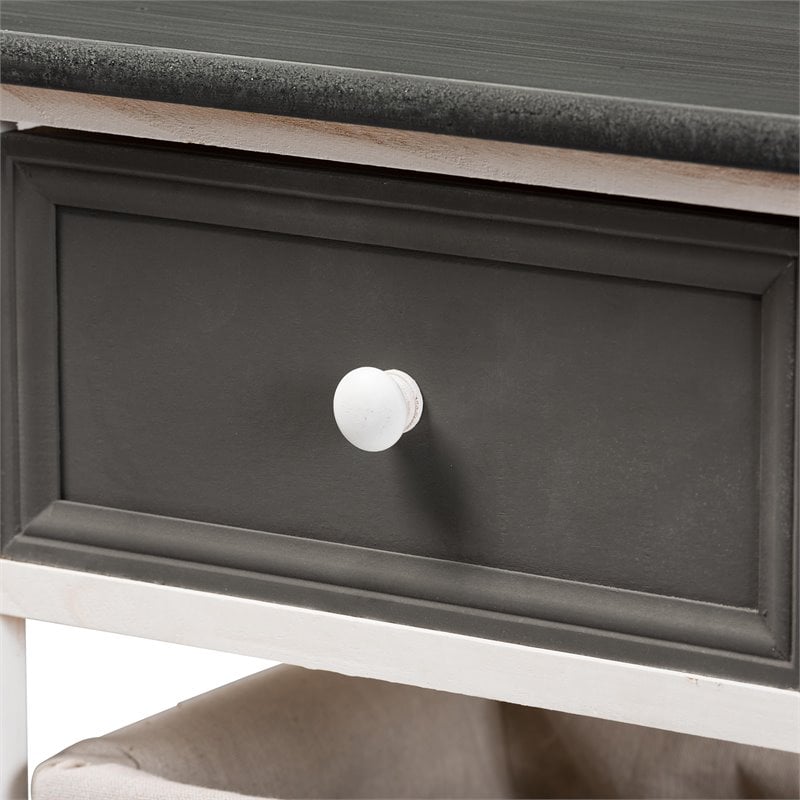 Baxton Studio Shadell Grey and White Finished Wood 1-Drawer Storage Unit