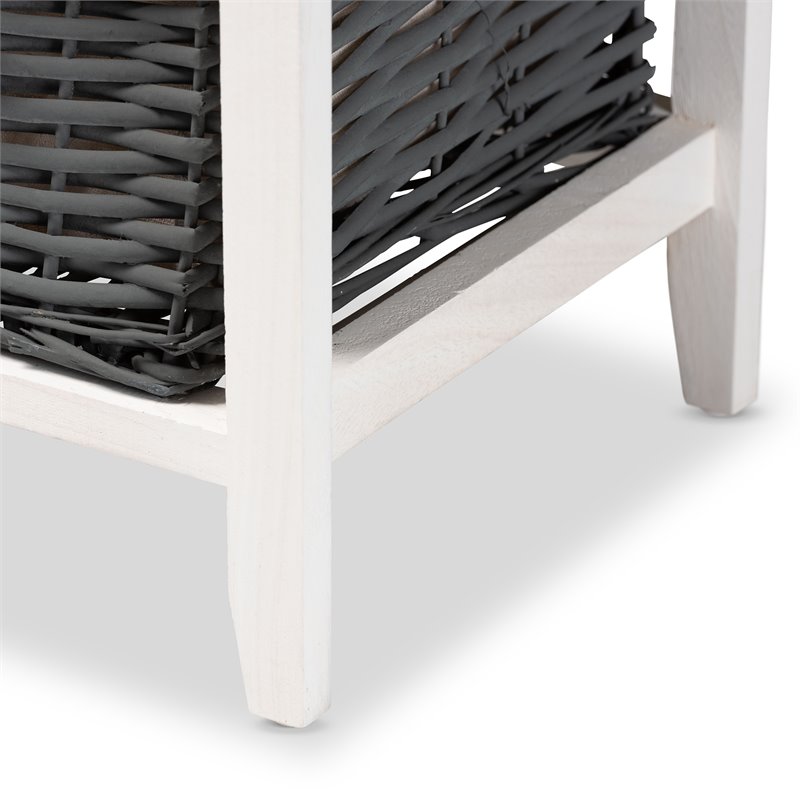 Baxton Studio Shadell Grey and White Finished Wood 1-Drawer Storage Unit