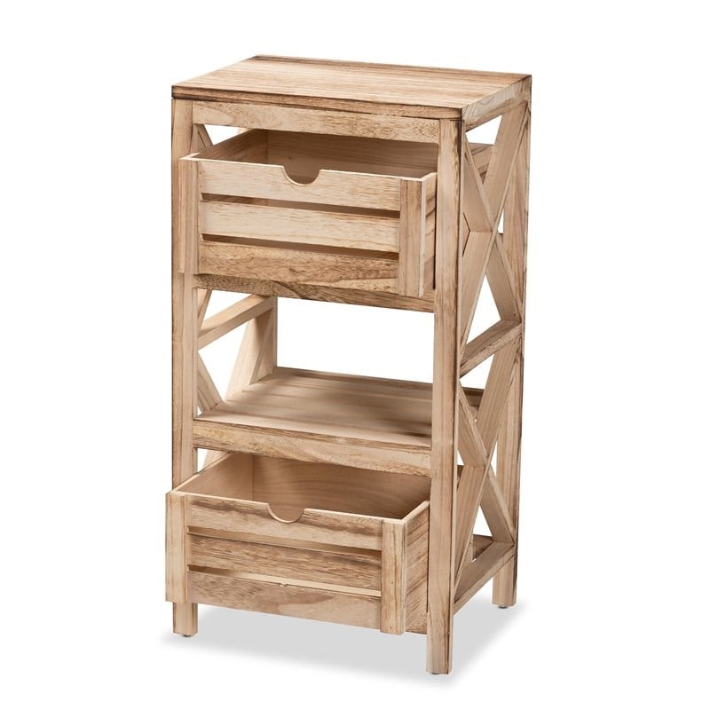 Baxton Studio Mandell Natural Brown Finished Wood 2-Drawer Storage Unit