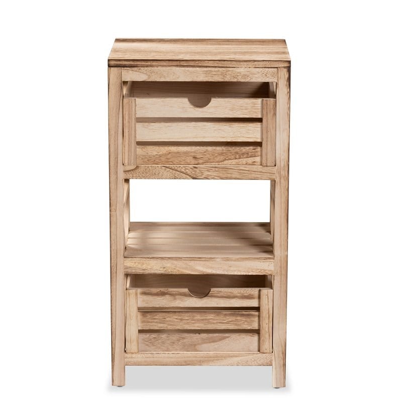 Baxton Studio Mandell Natural Brown Finished Wood 2-Drawer Storage Unit