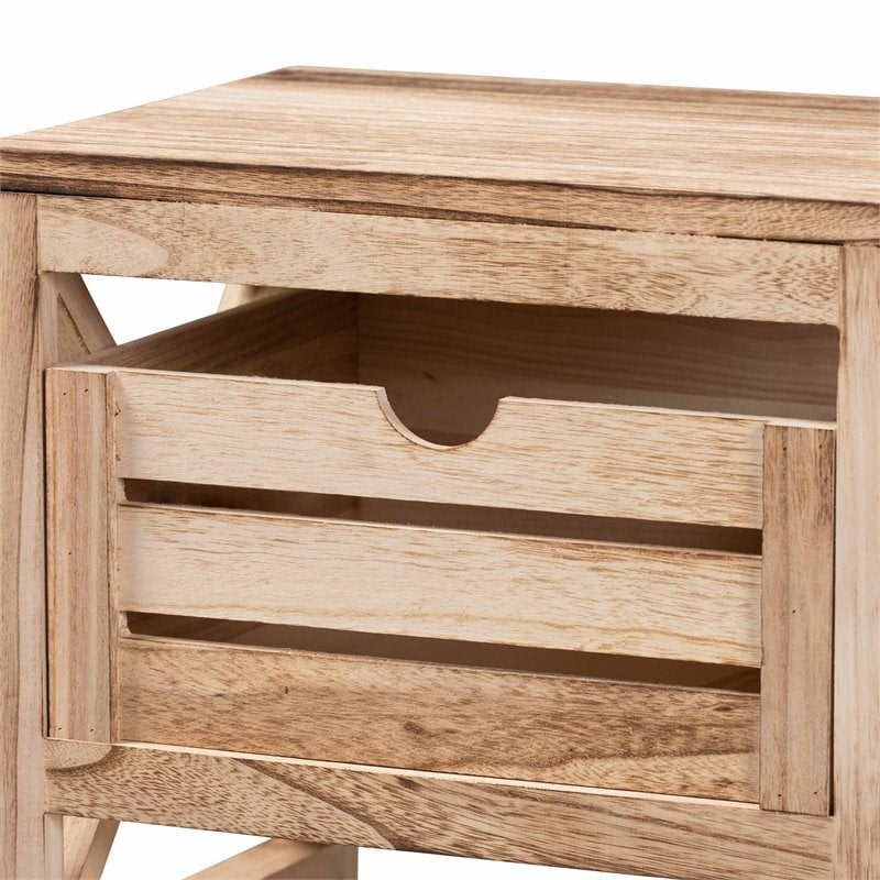 Baxton Studio Mandell Natural Brown Finished Wood 2-Drawer Storage Unit