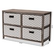 Baxton Studio Jorah Grey and White Greywashed Wood 4-Basket Storage Unit