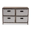 Baxton Studio Jorah Grey and White Greywashed Wood 4-Basket Storage Unit