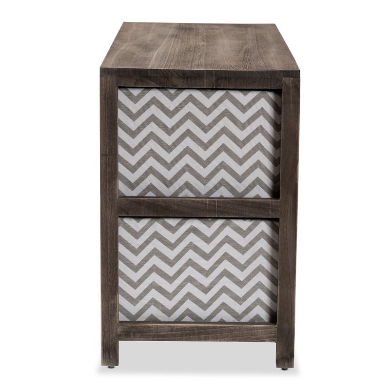 Baxton Studio Jorah Grey and White Greywashed Wood 4-Basket Storage Unit
