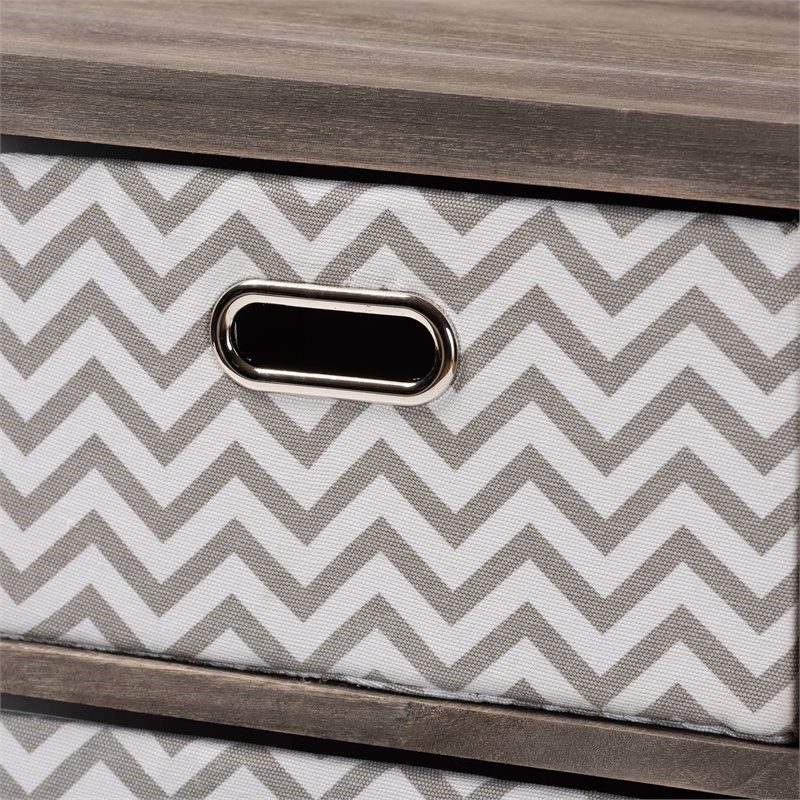 Baxton Studio Jorah Grey and White Greywashed Wood 4-Basket Storage Unit