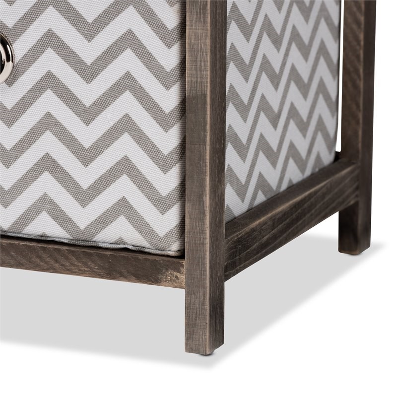 Baxton Studio Jorah Grey and White Greywashed Wood 4-Basket Storage Unit