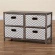 Baxton Studio Jorah Grey and White Greywashed Wood 4-Basket Storage Unit