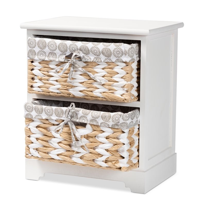 Baxton Studio Rianne White Finished Wood 2-Basket Storage Unit