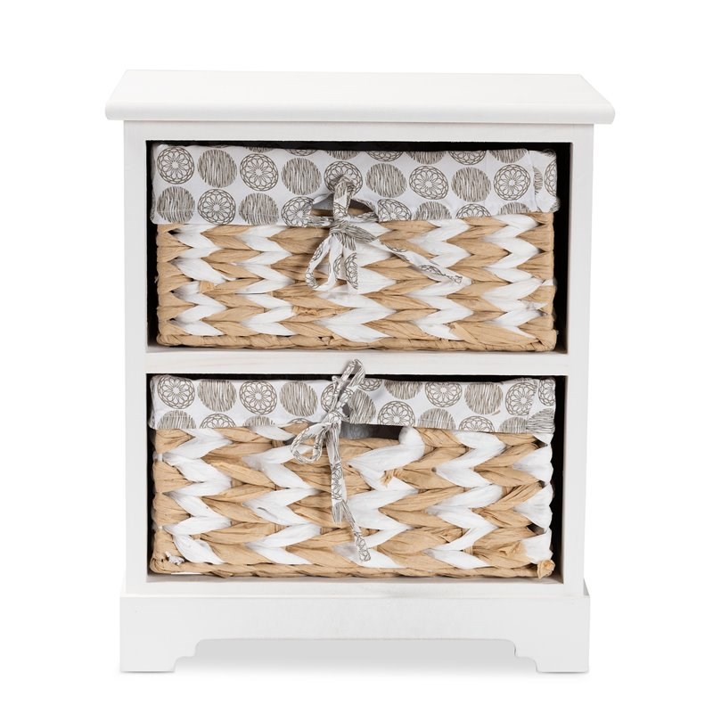 Baxton Studio Rianne White Finished Wood 2-Basket Storage Unit