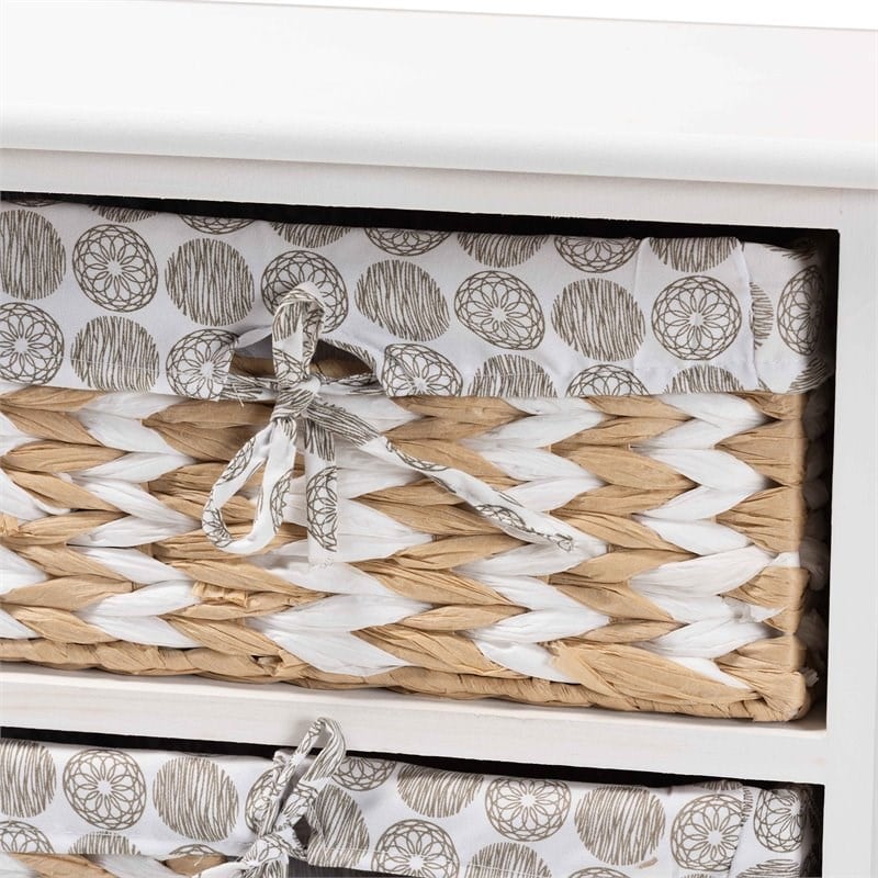 Baxton Studio Rianne White Finished Wood 2-Basket Storage Unit