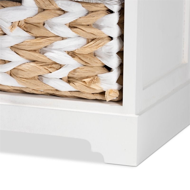 Baxton Studio Rianne White Finished Wood 2-Basket Storage Unit