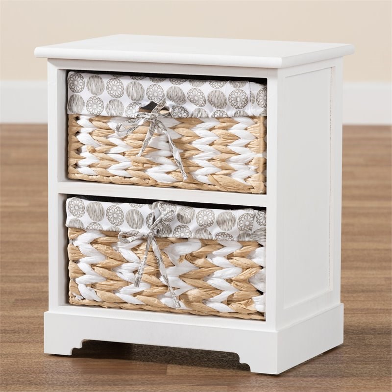 Baxton Studio Rianne White Finished Wood 2-Basket Storage Unit