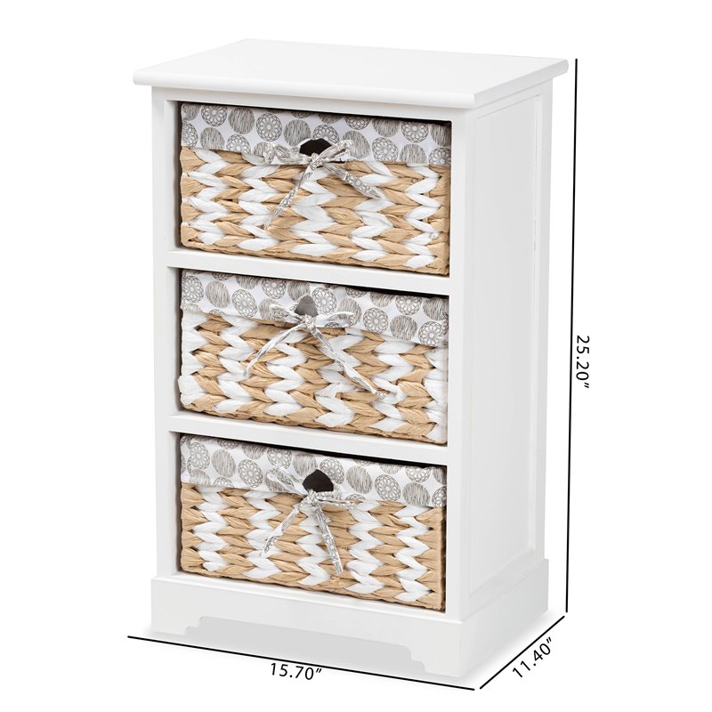 Baxton Studio Rianne White Finished Wood 3-Basket Storage Unit